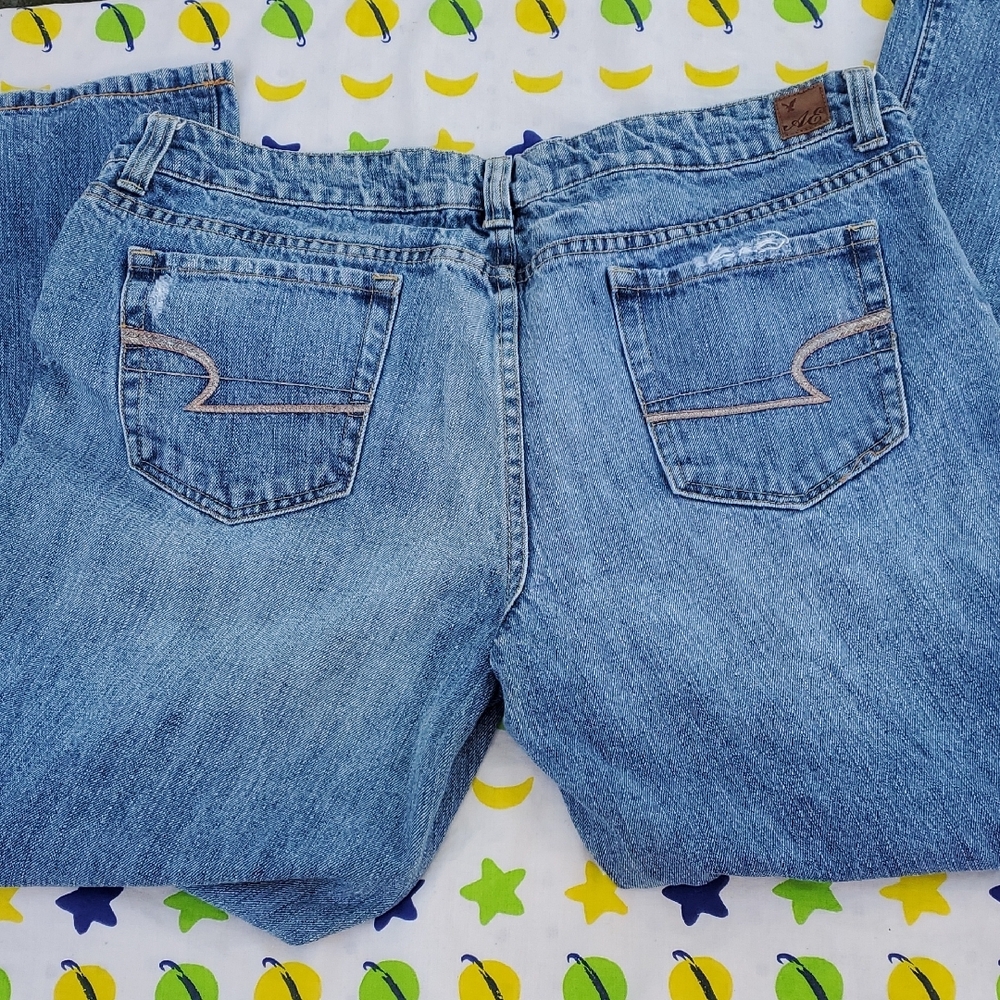 American Eagle Outfitters Womens 18 Short Medium Blue Wide Leg Jeans - Picture 6 of 9